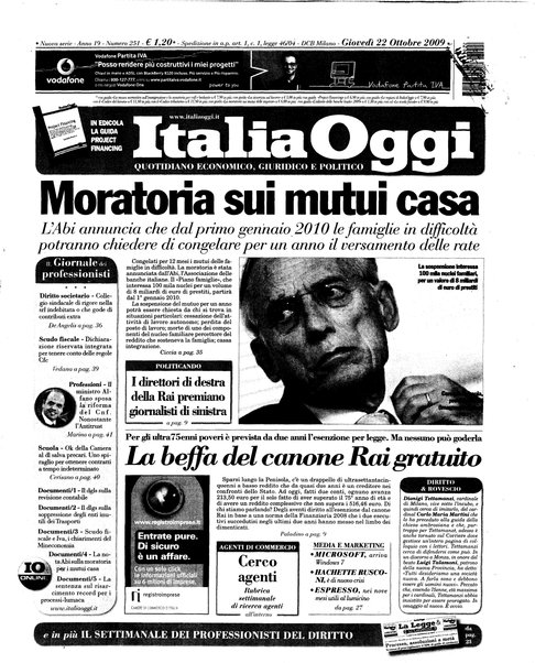 Italia oggi : quotidiano di economia finanza e politica